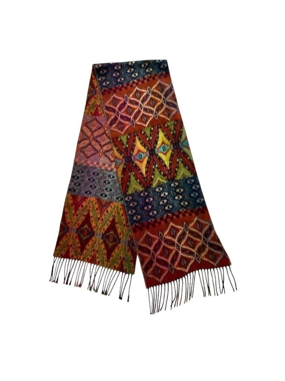 Fraas Cashmink Scarf Multicolor Geometric Pattern 71” 100% Acrylic